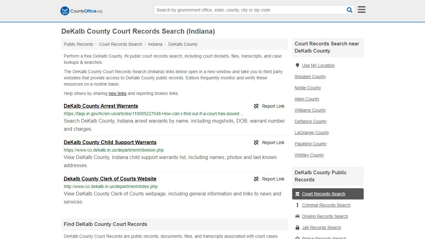 Court Records Search - DeKalb County, IN (Adoptions, Criminal, Child ...